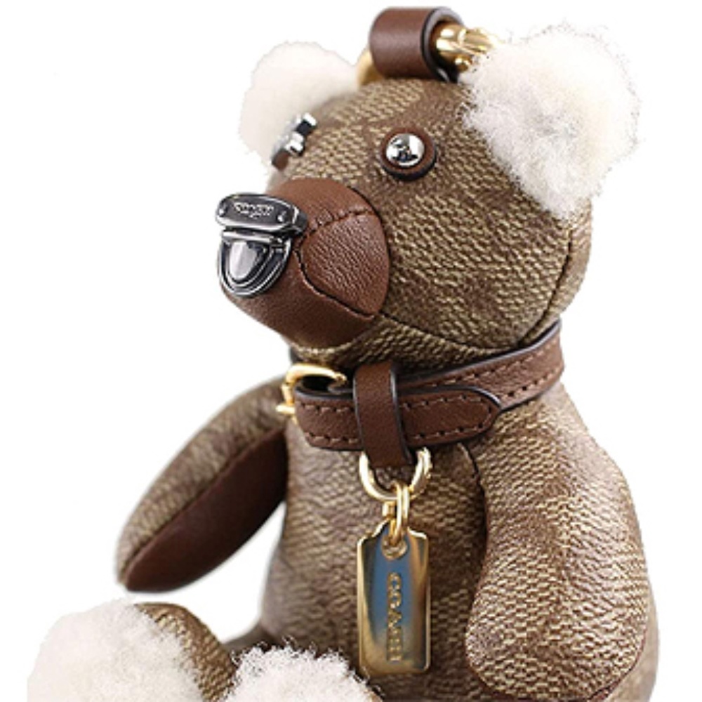 Coach Signature Leather Collectible Bear Key Fob - Picture 5 of 5